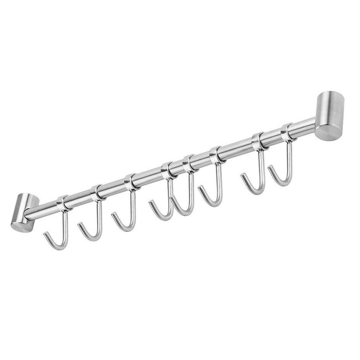 KÜCHEN HÄNGELEISTE mit 8 Haken - Silberfarben, Metall (3.4/2.2/47.7cm) - Intirilife