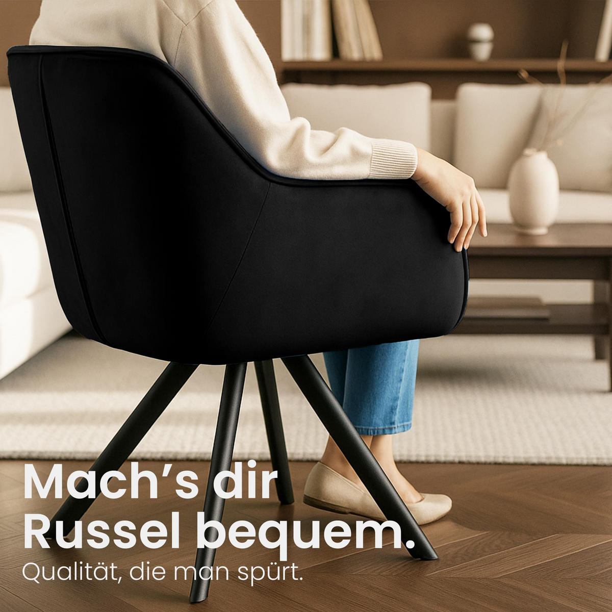 ARMLEHNENSTUHL Samt schwarz - Schwarz, Textil/Metall (57/90/63cm) - CLP