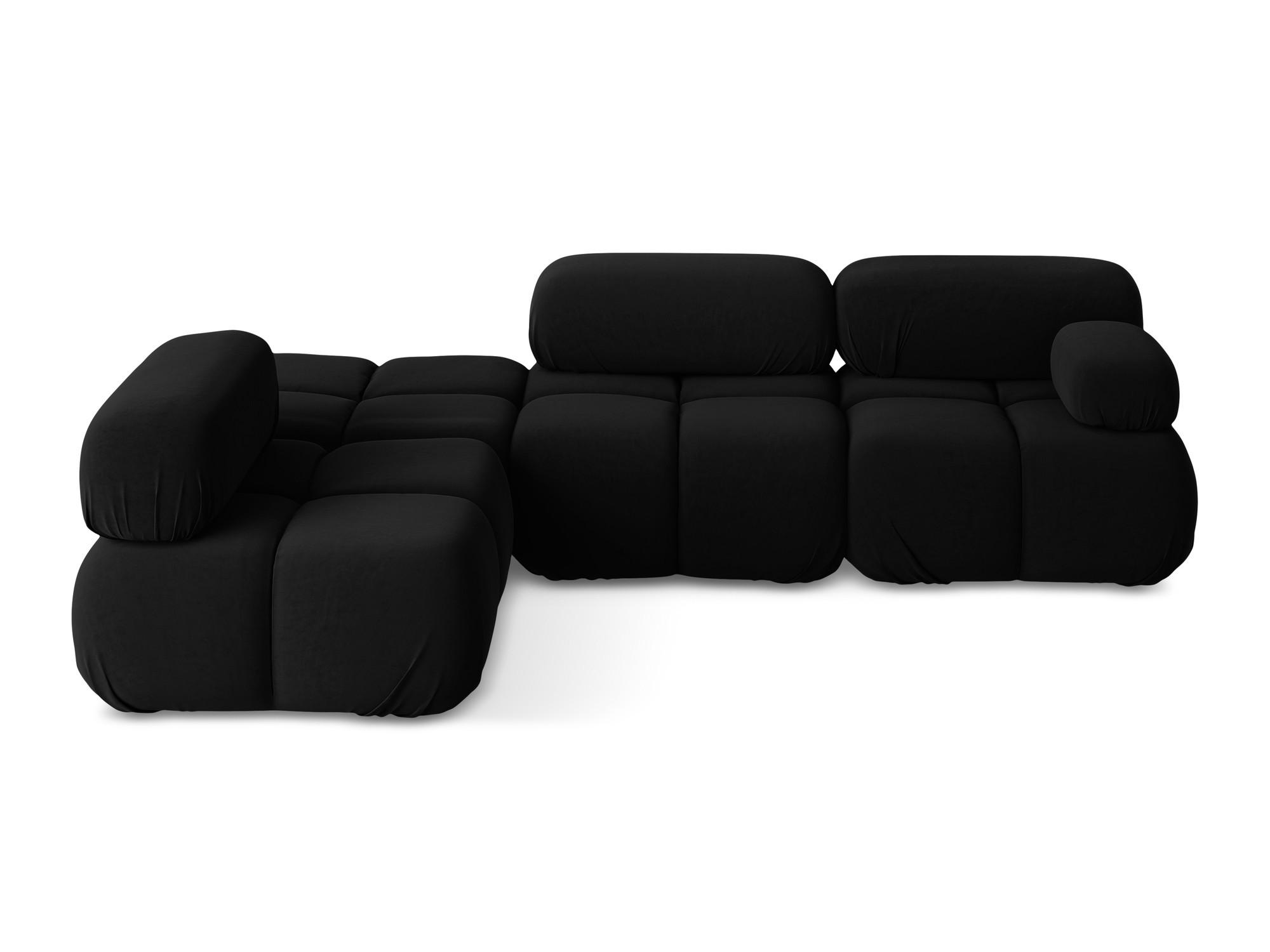 ECKSOFA Links Samt Stoff Schwarz - Schwarz/Orange, Kunststoff/Textil (190/285cm) - Makamii