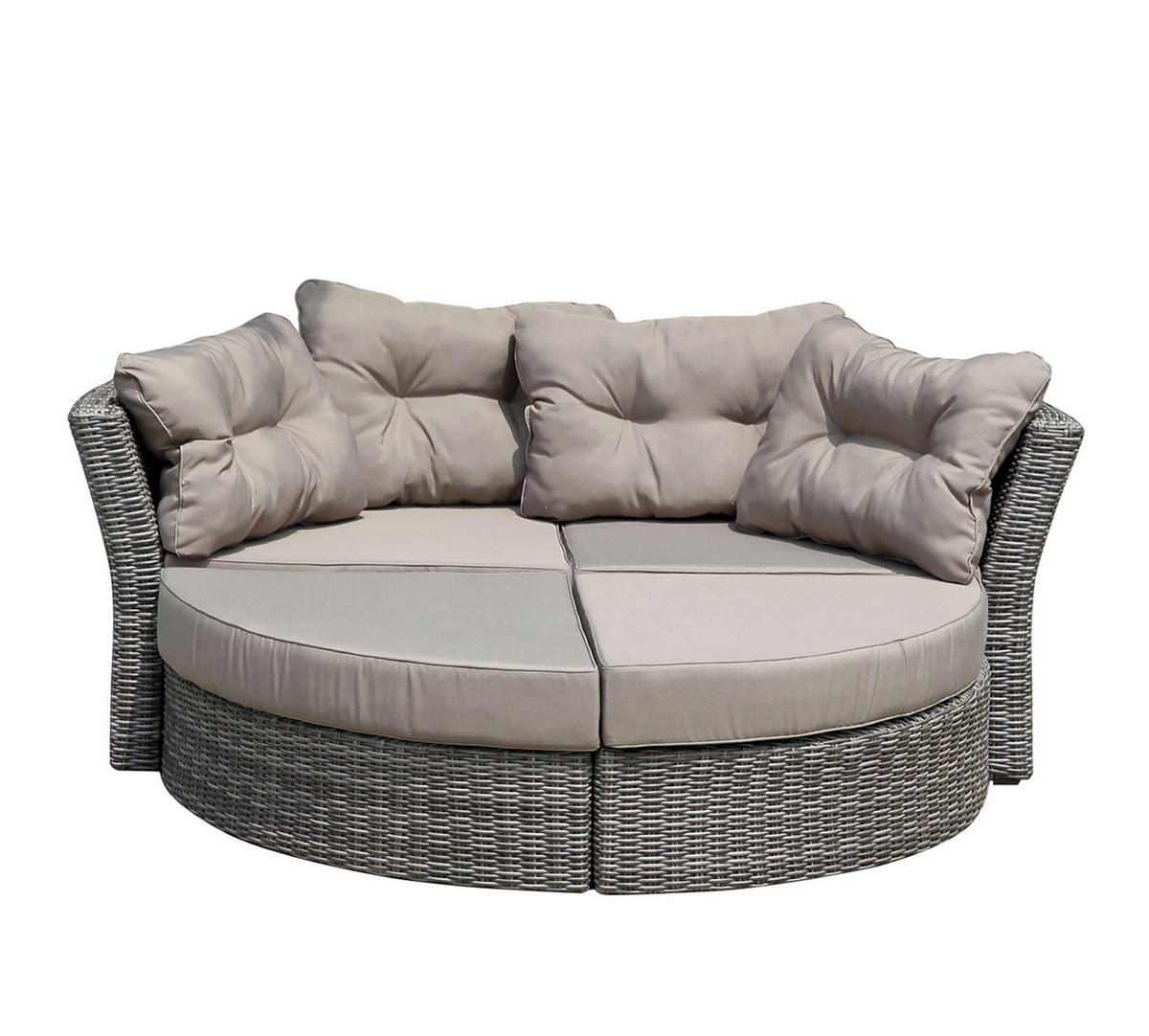 LIEGEINSEL, Alu + Polyrattan Grau Bicolor, Polster Taupe - Grau, Metall (200/172/187cm) - TPFGarden