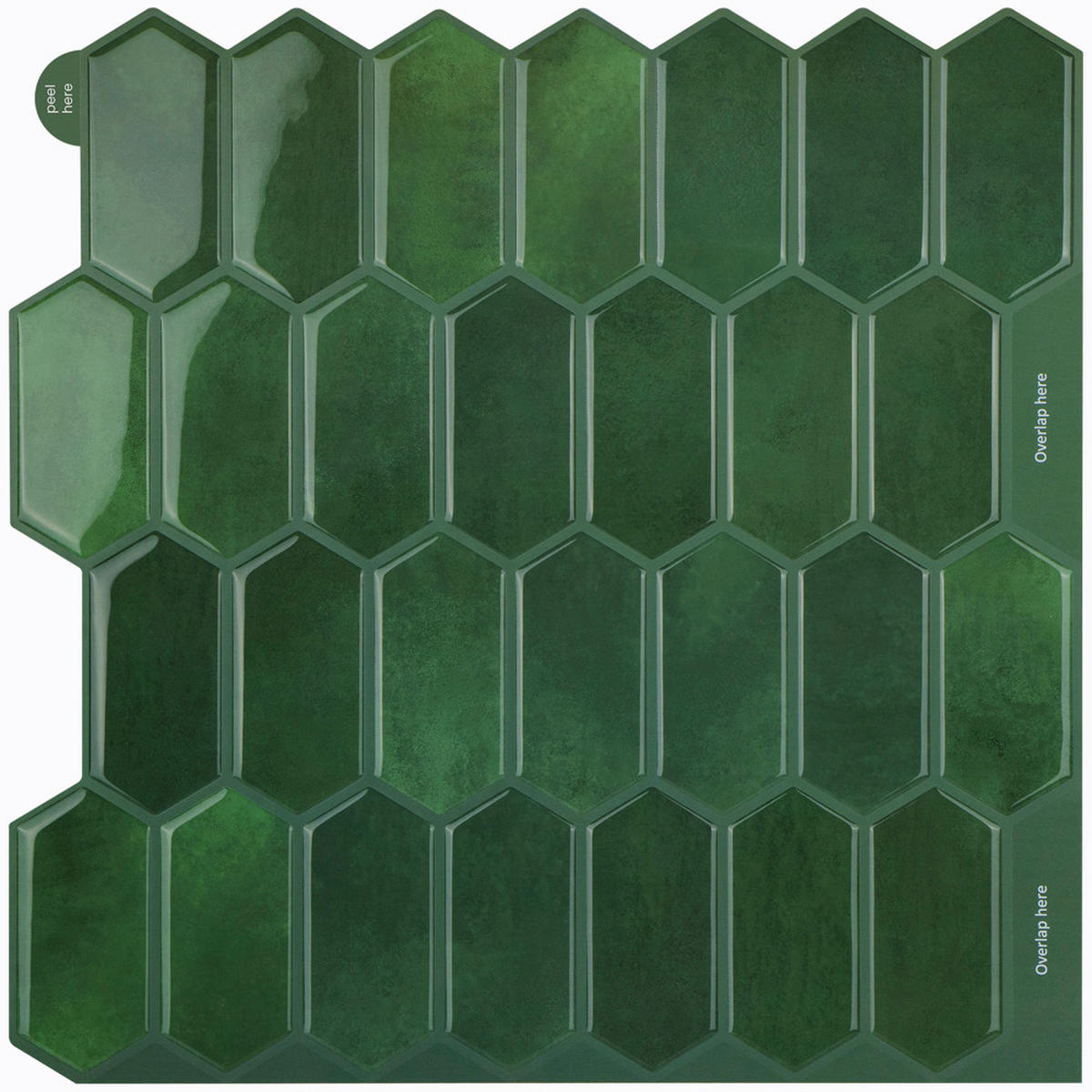 FLIESENAUFKLEBER 1 Stück 30,5 x 30,5 cm Selbstklebende Fliesen - Pera Verde - Grün, Kunststoff (30.5/0.12/30.5cm) - Mazovia