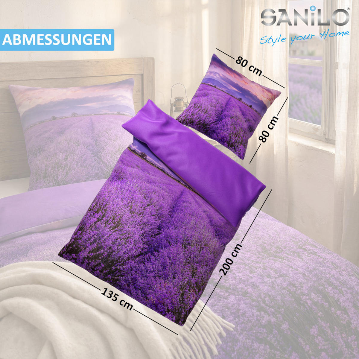 BETTWÄSCHE 2-teilig Lavendel - Lila, Naturmaterialien (135/200cm) - Sanilo