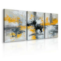 LEINWANDBILDER 3-es Set Abstrakte Kunst - Beige/Gelb, Textil (90/40cm) - Muralo