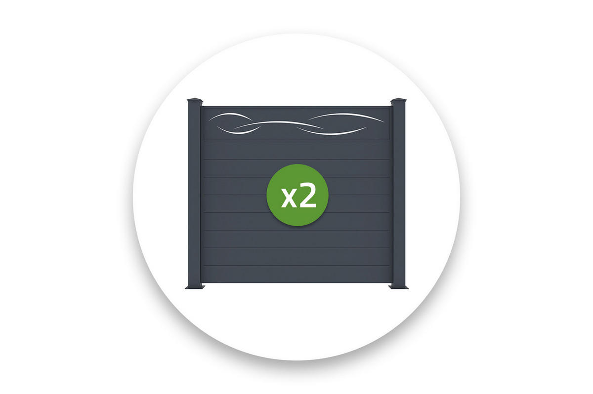 SICHTSCHUTZZAUN 2er-Set Life grau 1,9m H.170cm aluminium - Grau, Metall (378/166cm) - Casanoov