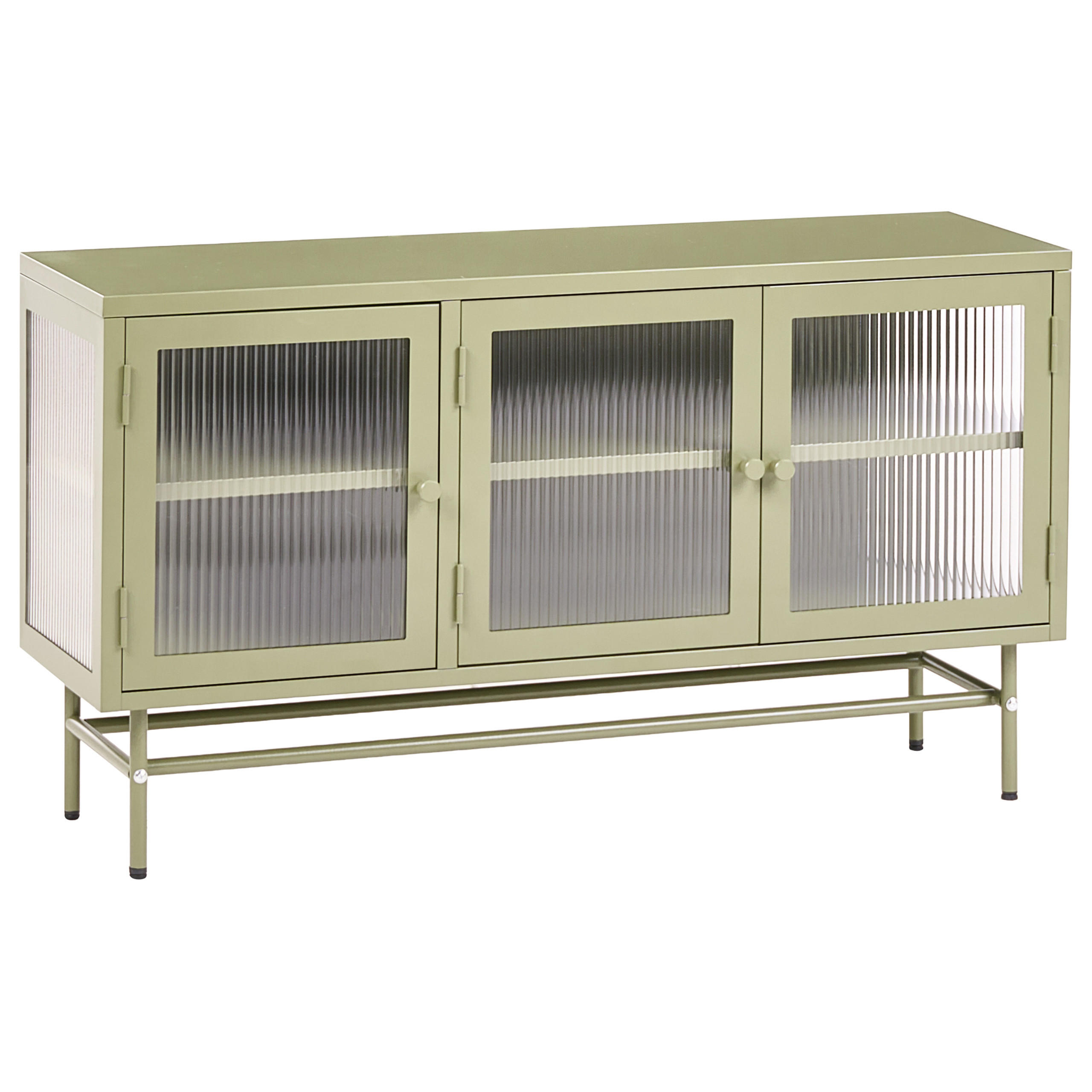 Beliani SIDEBOARD se skleněnými dveřmi Kov 115 cm Zelený Devon