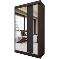 SCHWEBETÜRENSCHRANK Gaja 120/216/61 schwarz mit Spiegel und Schubladen - Schwarz, Holzwerkstoff (120/216/61cm) - Beautysofa