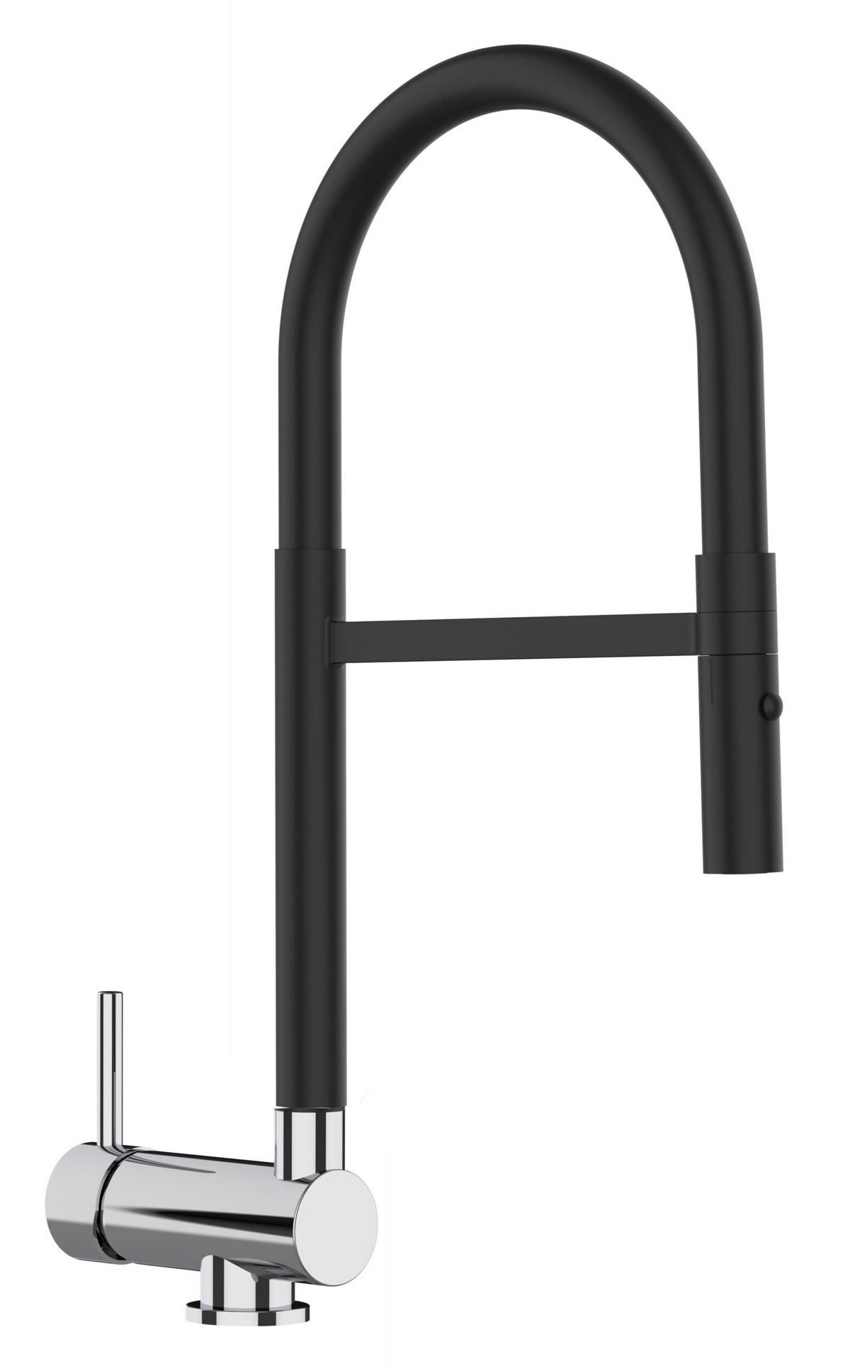 VORFENSTER-KÜCHENARMATUR, Umklappbar 6 CM, Schwarz Matt und Verchromt, 2-Strahl-Brause, LINKER HEBEL - Schwarz, Metall (21.3/48.2/21.3cm) - VIZIO