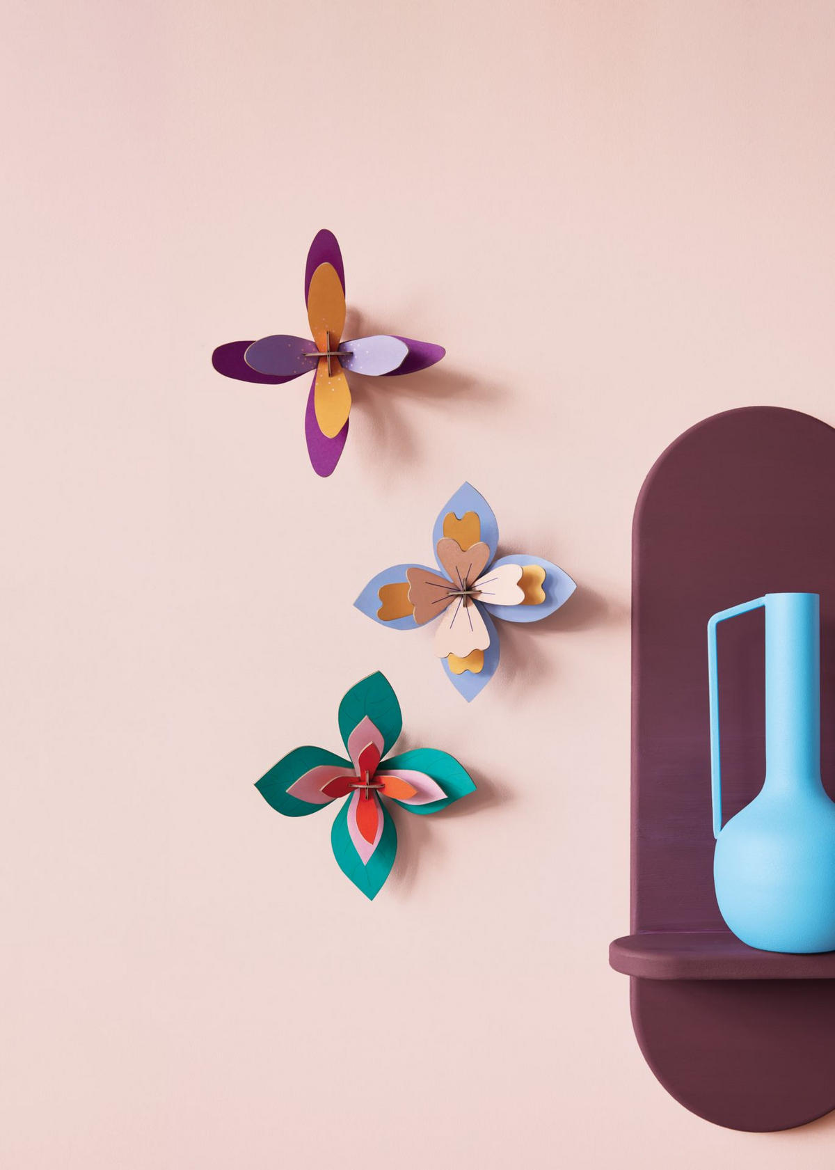 WANDDEKO 3D-Blume 5/18 cm - Multicolor, Wellpappe (5/18/17cm) - KUNSTLOFT