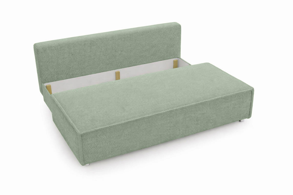 SCHLAFSOFA Mit Bettkasten DUO, Stoff Poso, Hellgrün - Hellgrün, Holz (198/89/90cm) - Kaiser Möbel