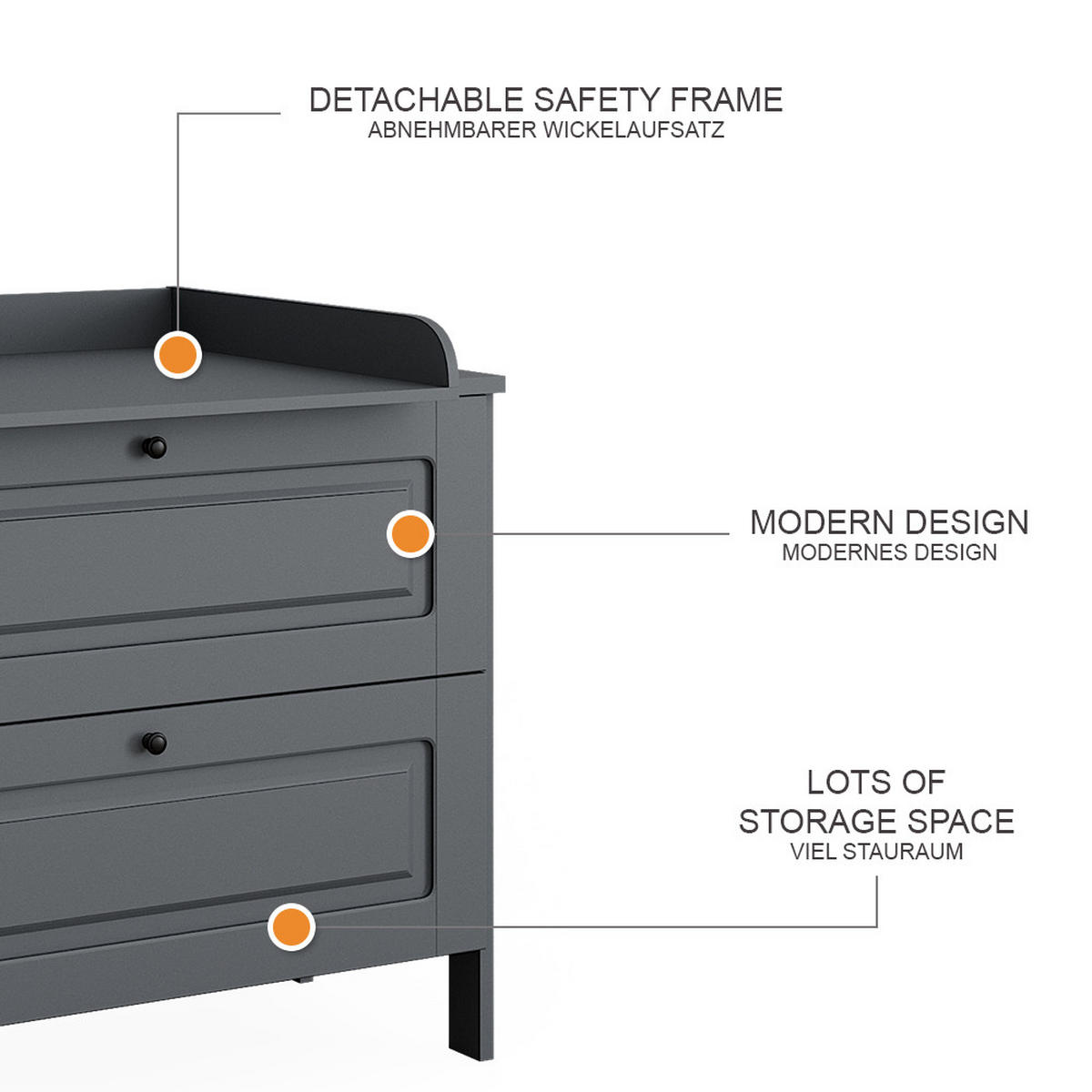 PŘEBALOVACÍ PULT Ajaton Šedá - šedá, kompozitní dřevo (108/98/70cm) - VitaliSpa