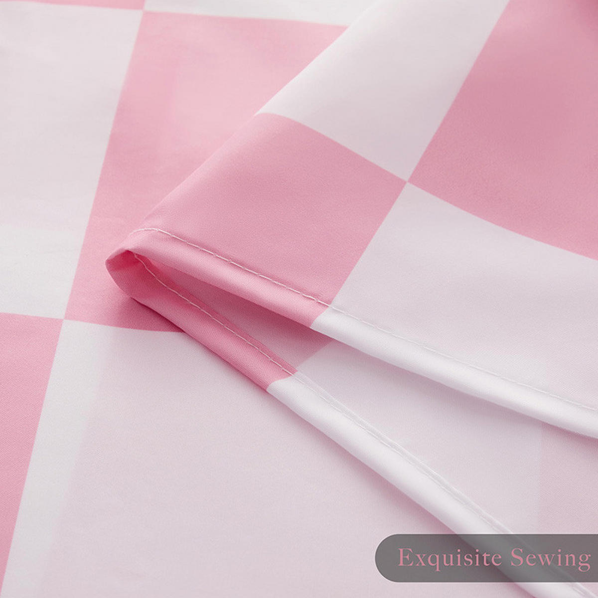 DUSCHVORHANG Rosa Weiß kariert 180 x 180 cm Schachbrettmuster wasserdicht fürs Badezimmer - Multicolor, Textil (180/180cm) - MCBOSON