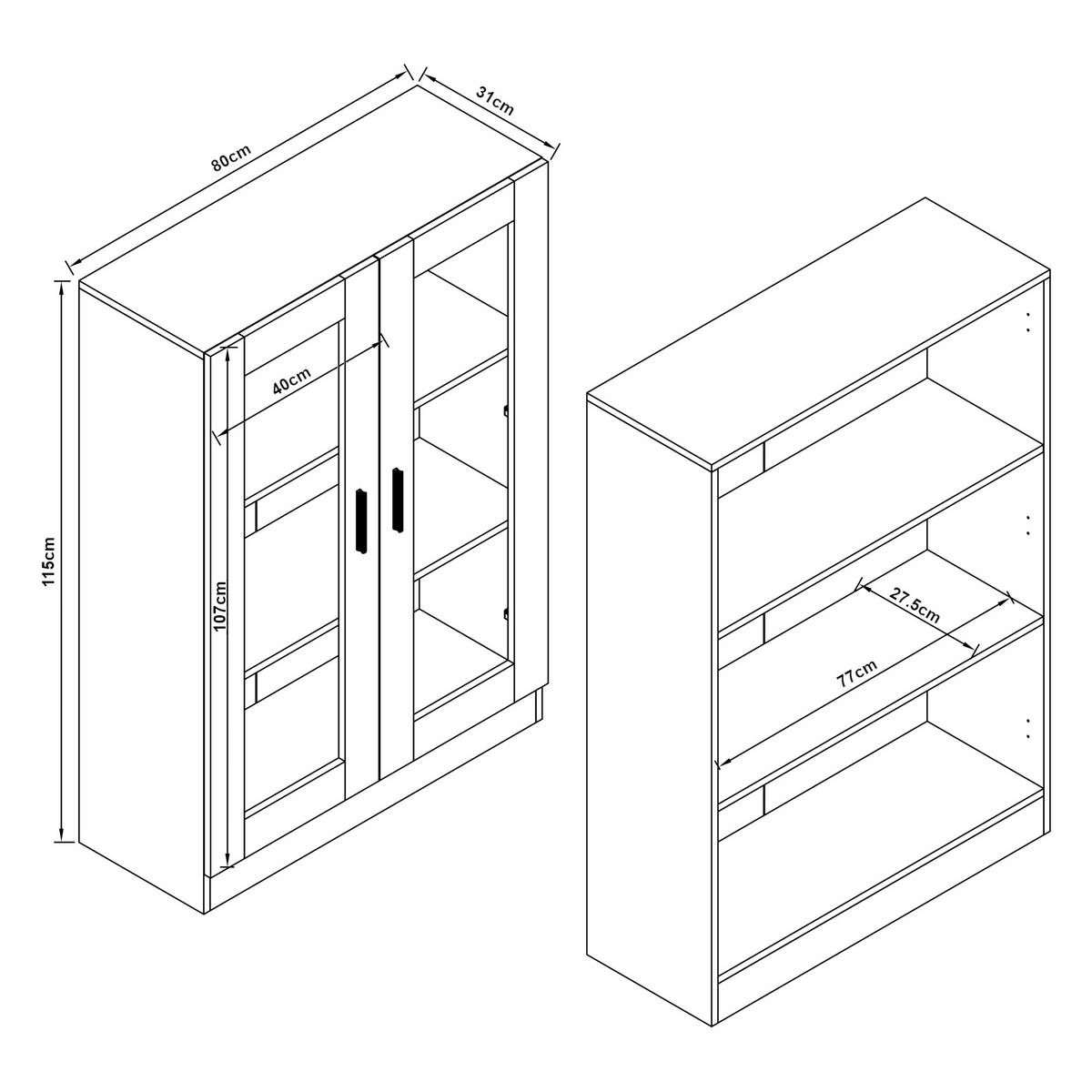VITRINE Sorø - Eichefarben, Holzwerkstoff (80/115/31cm) - [en.casa]
