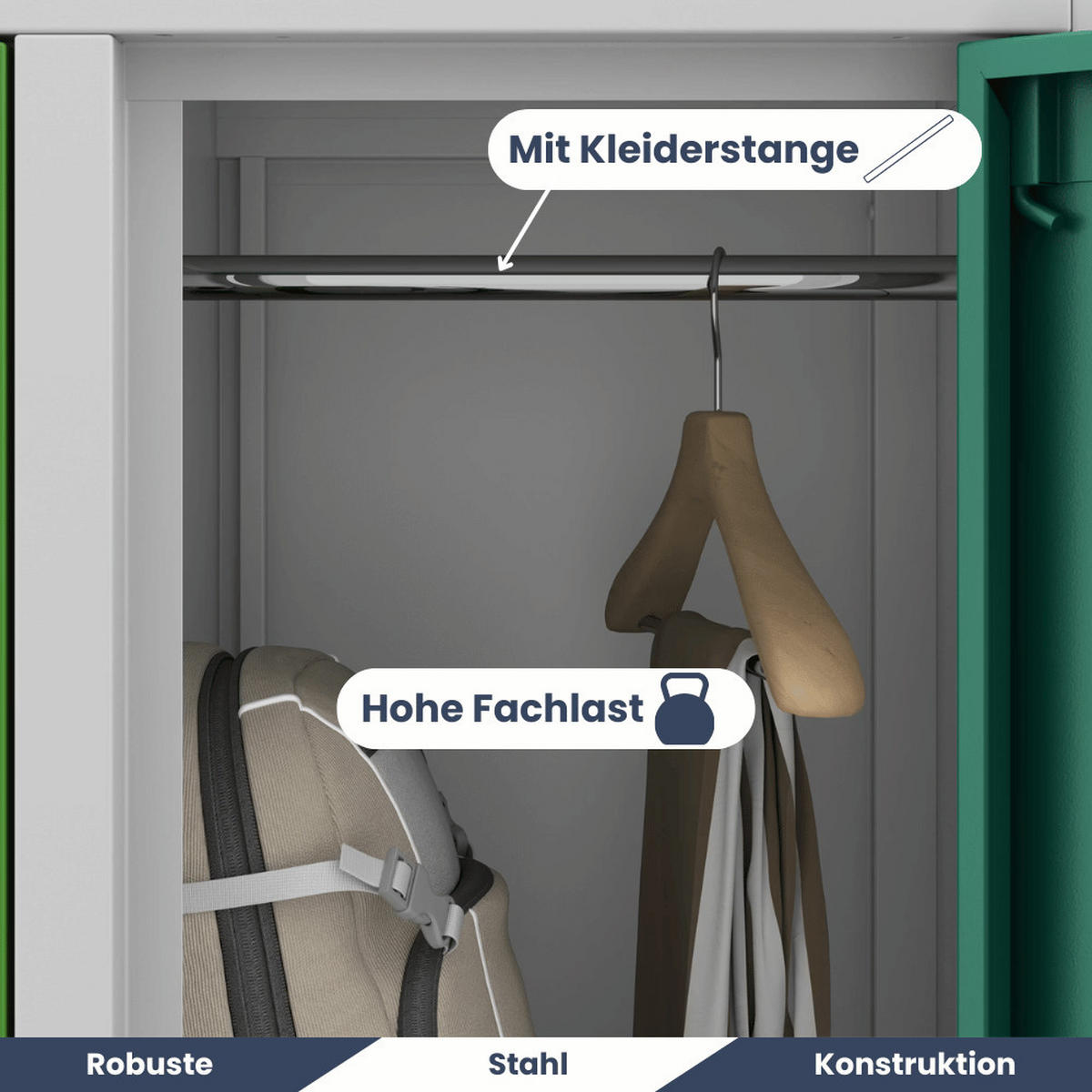 UMKLEIDESCHRANK Spind TOKIO 10 Abteile 150x136x45cm Grün-Gelb - Grün, Metall (136/150/45cm) - DELUKE