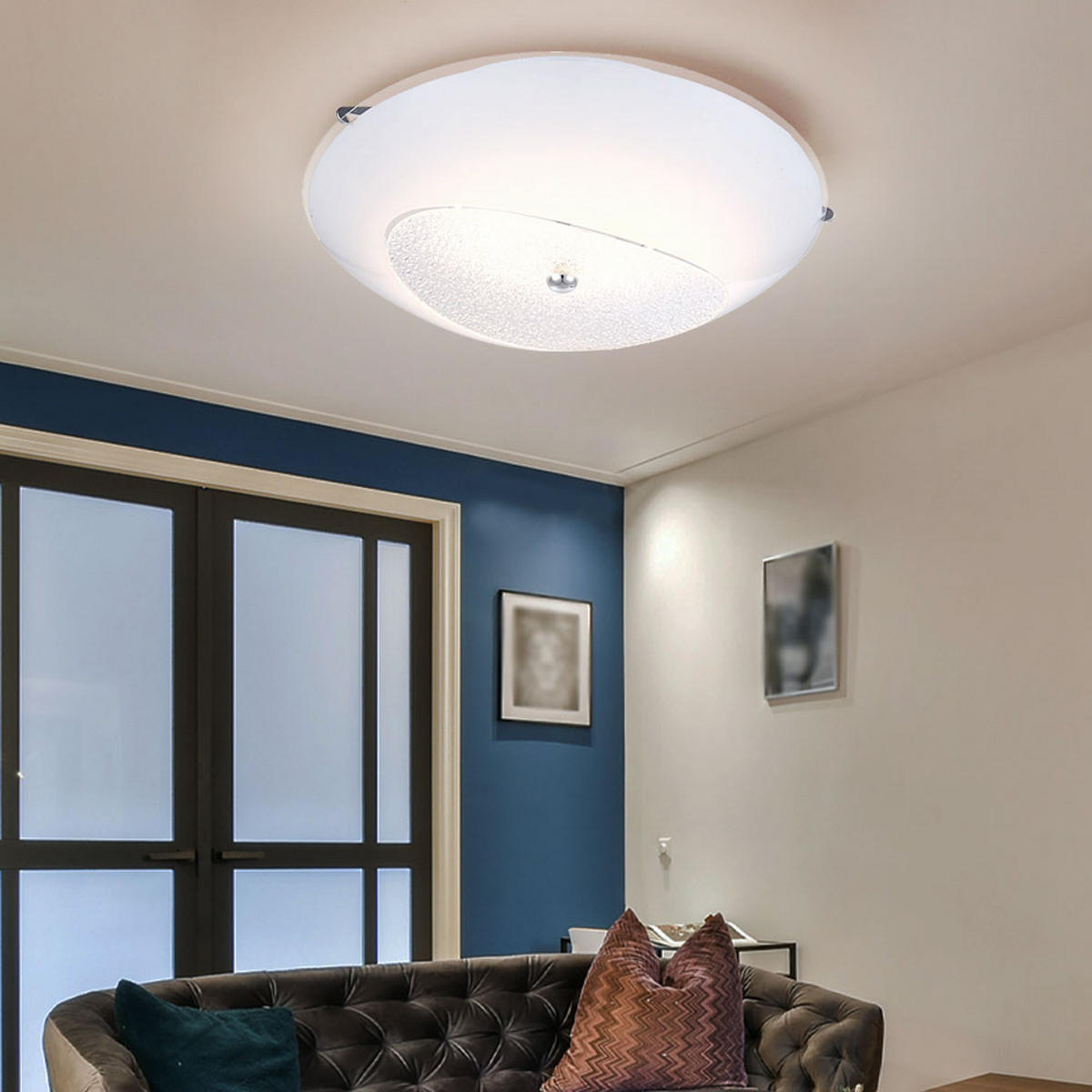 LED DECKENLEUCHTE KESSY Kristalloptik Weiß - Weiß, Glas (40/40/10cm) - Globo Lighting