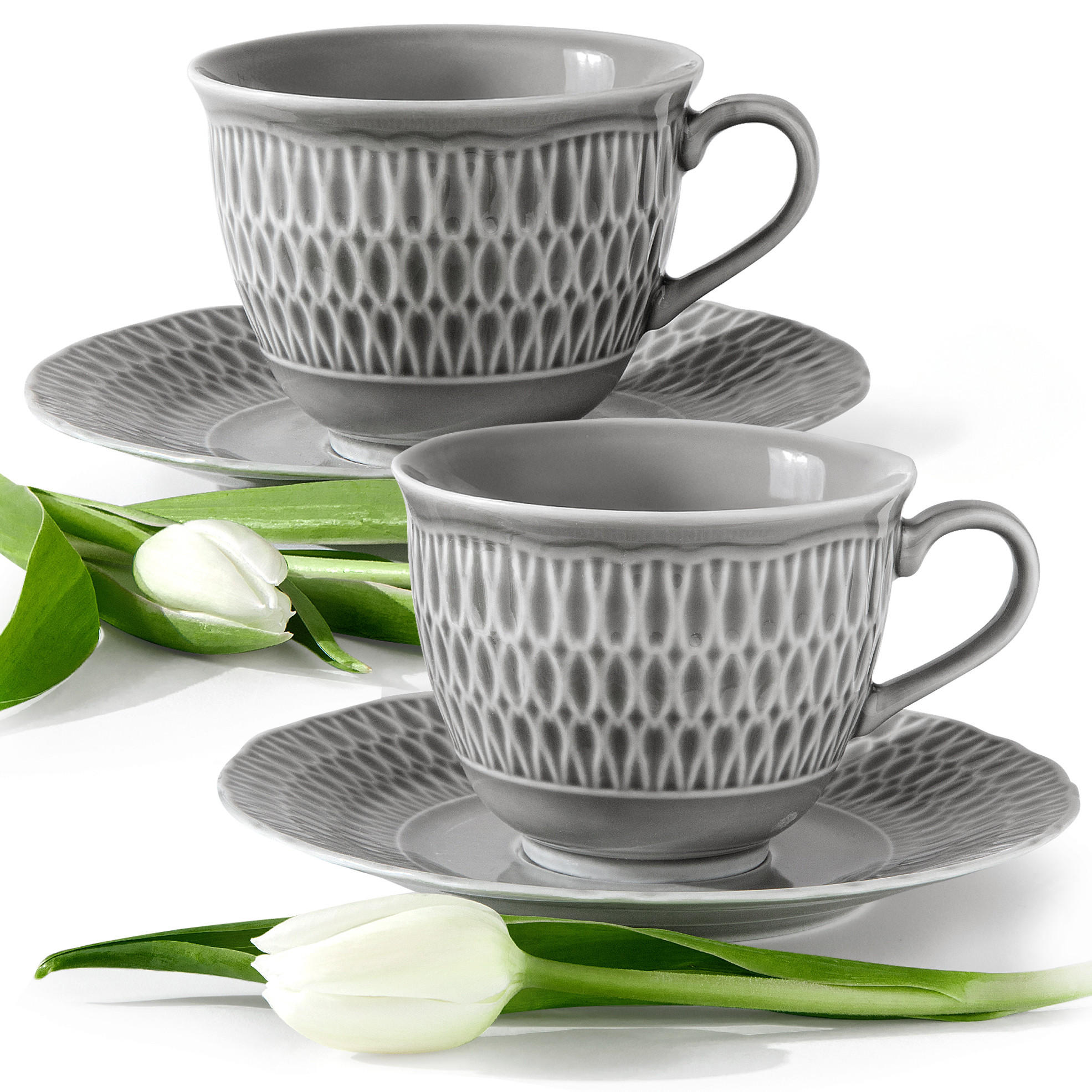 KAFFESERVICE CMIELOW SOFIA Kaffetassen-Set - Grau, Keramik (15.7/7.5/15.7cm) - KONSIMO®
