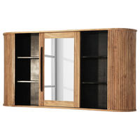 MASSIVER SPIEGELSCHRANK - Akazie massiv - Dunkelgrau, Holz (145/75/20cm) - home24