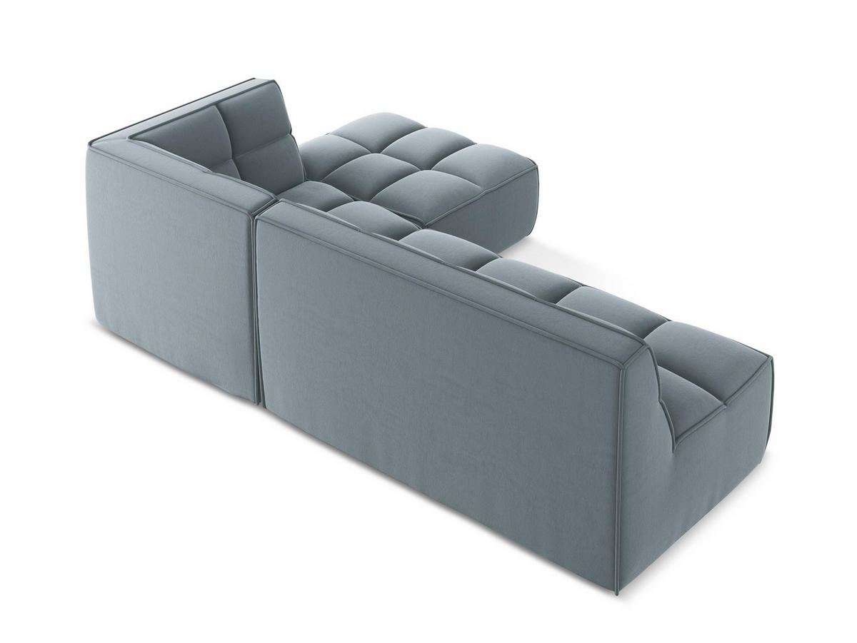 ECKSOFA Beidseitig Samt Stoff Blau - Blau/Schwarz, Kunststoff/Textil (258/178cm) - Makamii