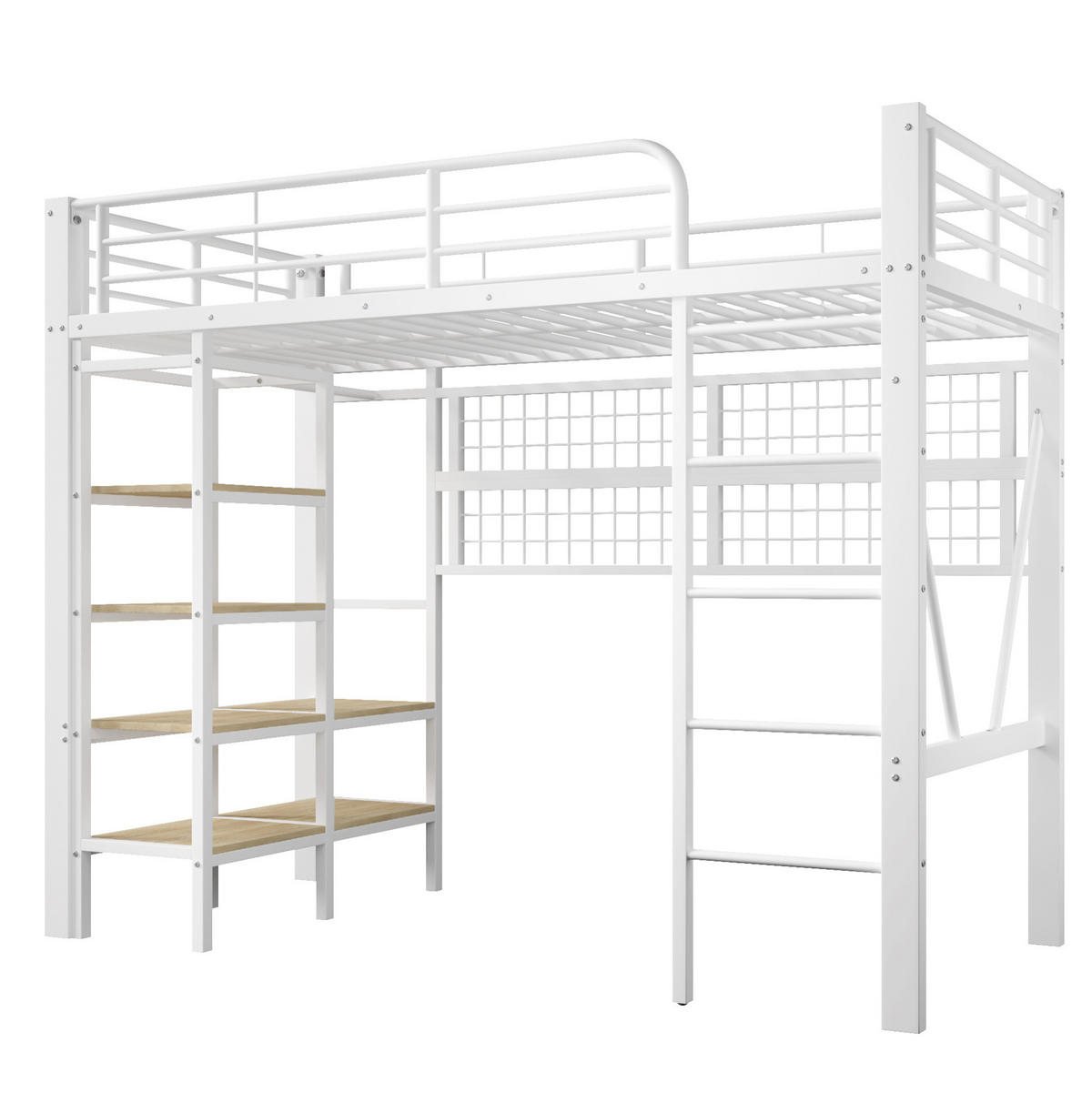 HOCHBETT 90/200 cm in Weiß mit LED-Lichtleiste und Ablagefach - Weiß, Metall (90/200cm) - BEAOK