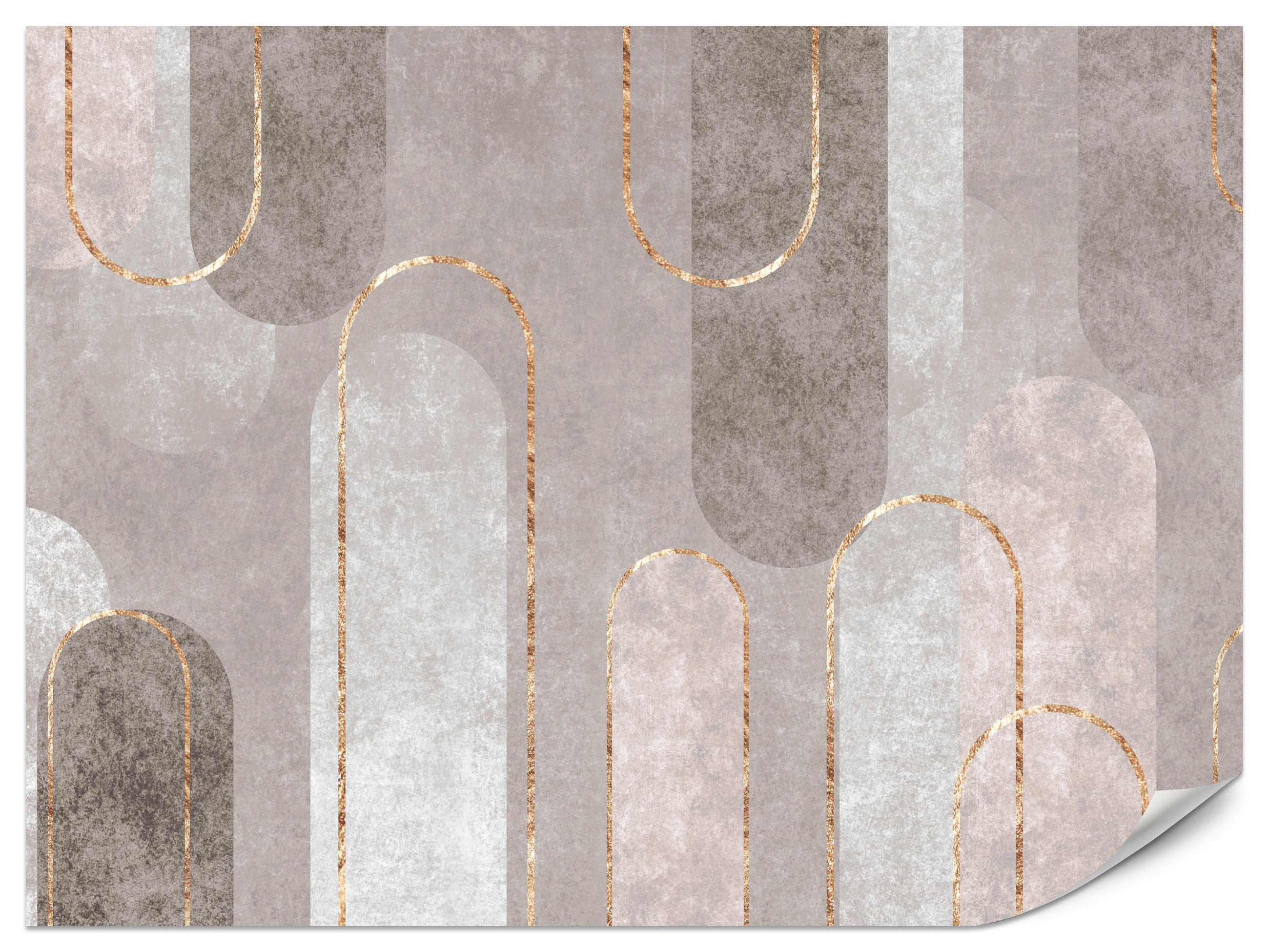 FOTOTAPETE für Wohnzimmer Geometrische Bögen Beige Beton 400x280 - Beige/Braun, Papier (400/280cm) - Muralo