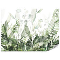 FOTOTAPETE für Schlafzimmer Aquarell Tropische Grüne Blätter Exotisch Blätter 250x175 - Weiß/Grün, Papier (250/175cm) - Muralo