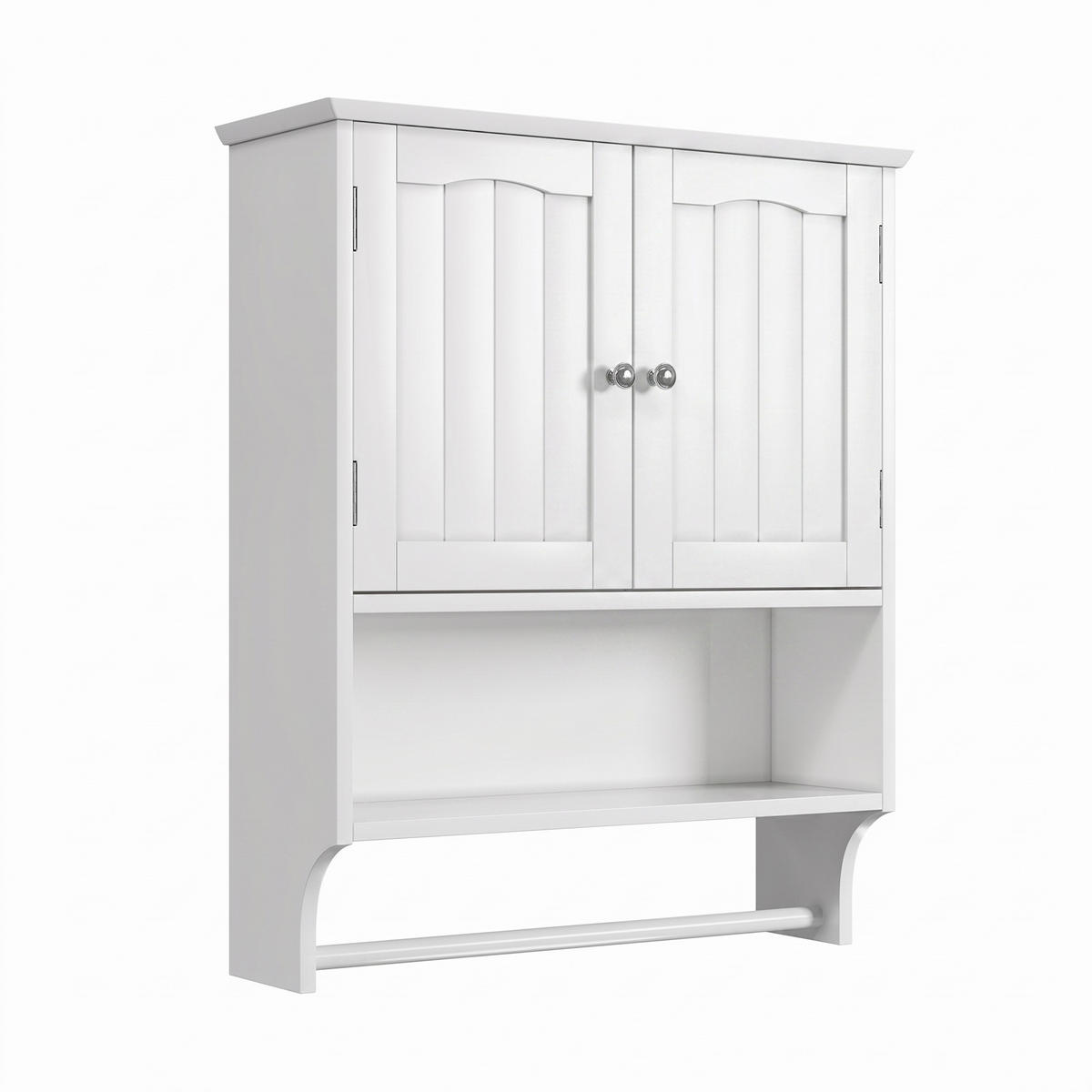 WANDSCHRANK Badezimmer Weiß Medizinschrank mit Handtuchhalter & verstellbaren Regalen - Weiß, Holzwerkstoff (56.89/70/19cm) - Urban Meuble