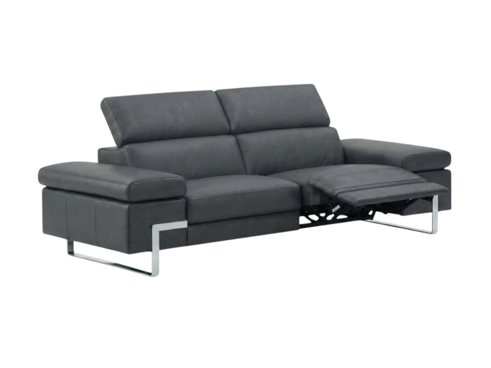 3-SITZER Sofa Opera Echtleder mit 1 x Relaxfunktion Anthrazit - Anthrazit, Leder/Metall (223/75/109cm)