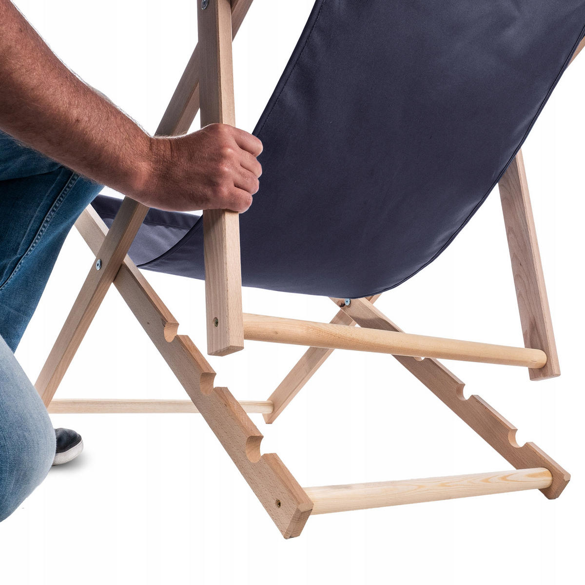 HOLZLIEGESTUHL Dunkelblau 2 Stk. - Dunkelblau, Holz (53/80cm) - KADAX