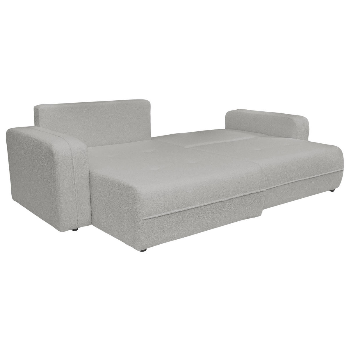 ECKSOFA Oreo L-Form Mit Bettkasten Und Schlaffunktion Quelle-Stoff Grau Rechts - Grau, Holz (247/143cm) - Kaiser Möbel