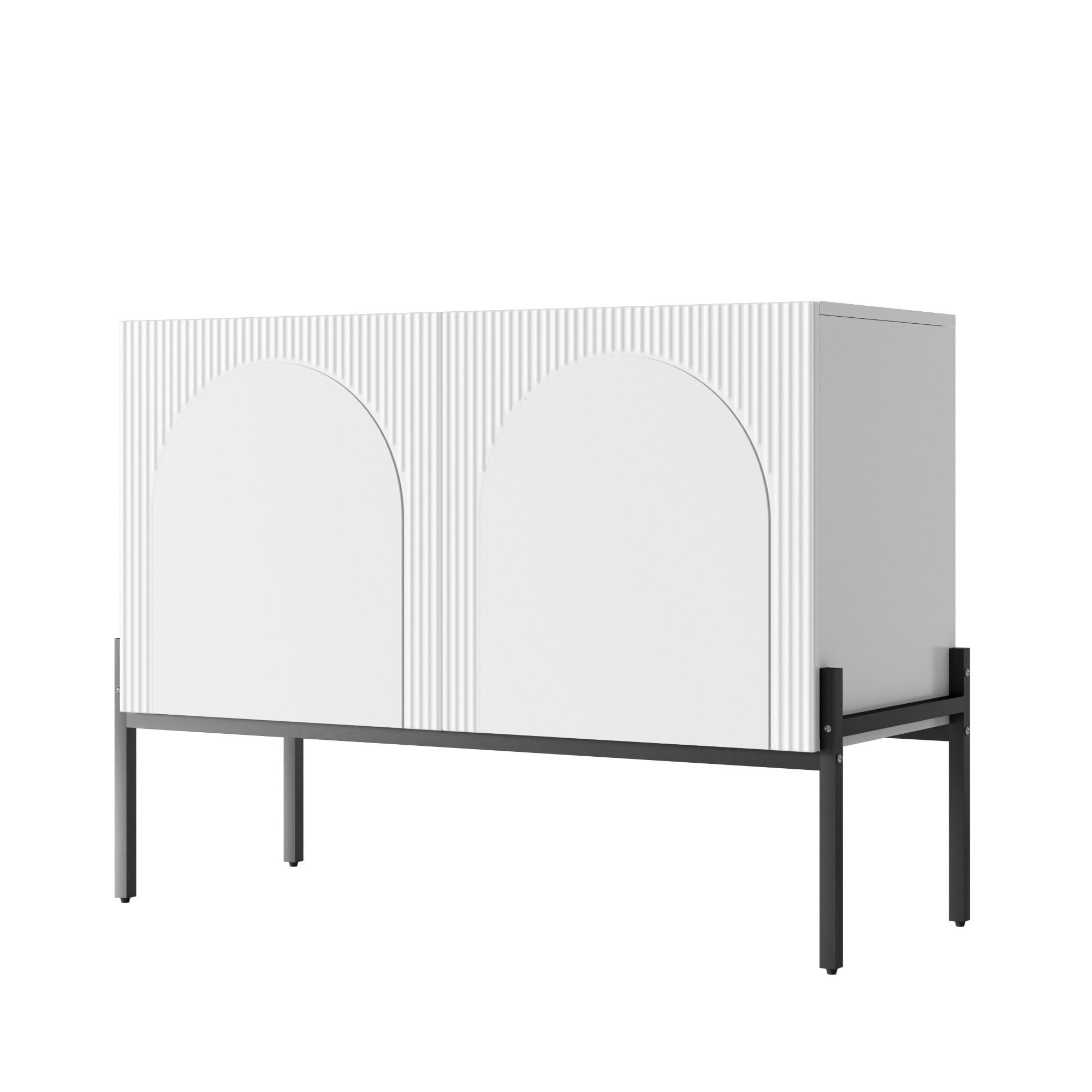 SIDEBOARD DE-37943 mit 2 Türen und Bogen-Design Weiß - Weiß, Holzwerkstoff (100/75/40cm) - ComfortXL