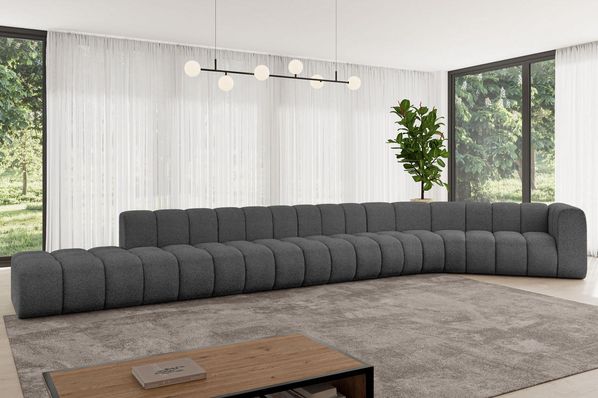 ECKSOFA modulares Sofa Tilmo-L3 - 581x194x70 cm Grau - Grau, Holzwerkstoff/Textil (581/194cm) - ALTDECOR