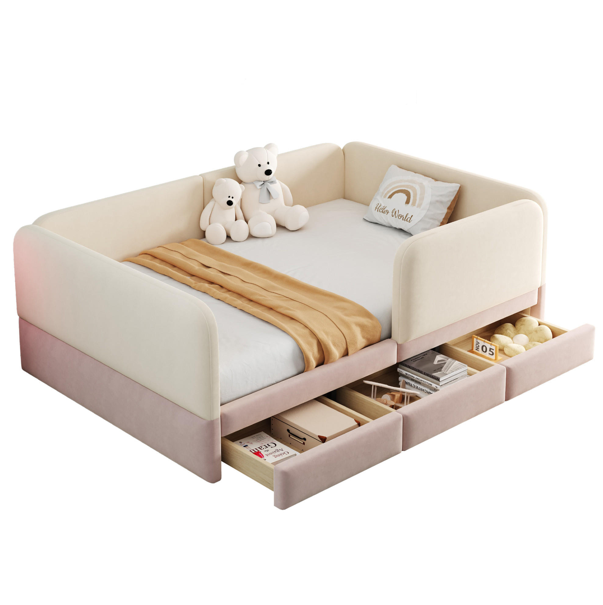Okmyhome Polsterbett Beige 140x200 cm