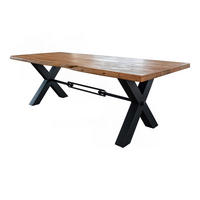 ESSTISCH MIT BAUMKANTE PALO Braun Akazie - Schwarz/Braun, Holz/Metall (200/100/78cm) - KAWOLA