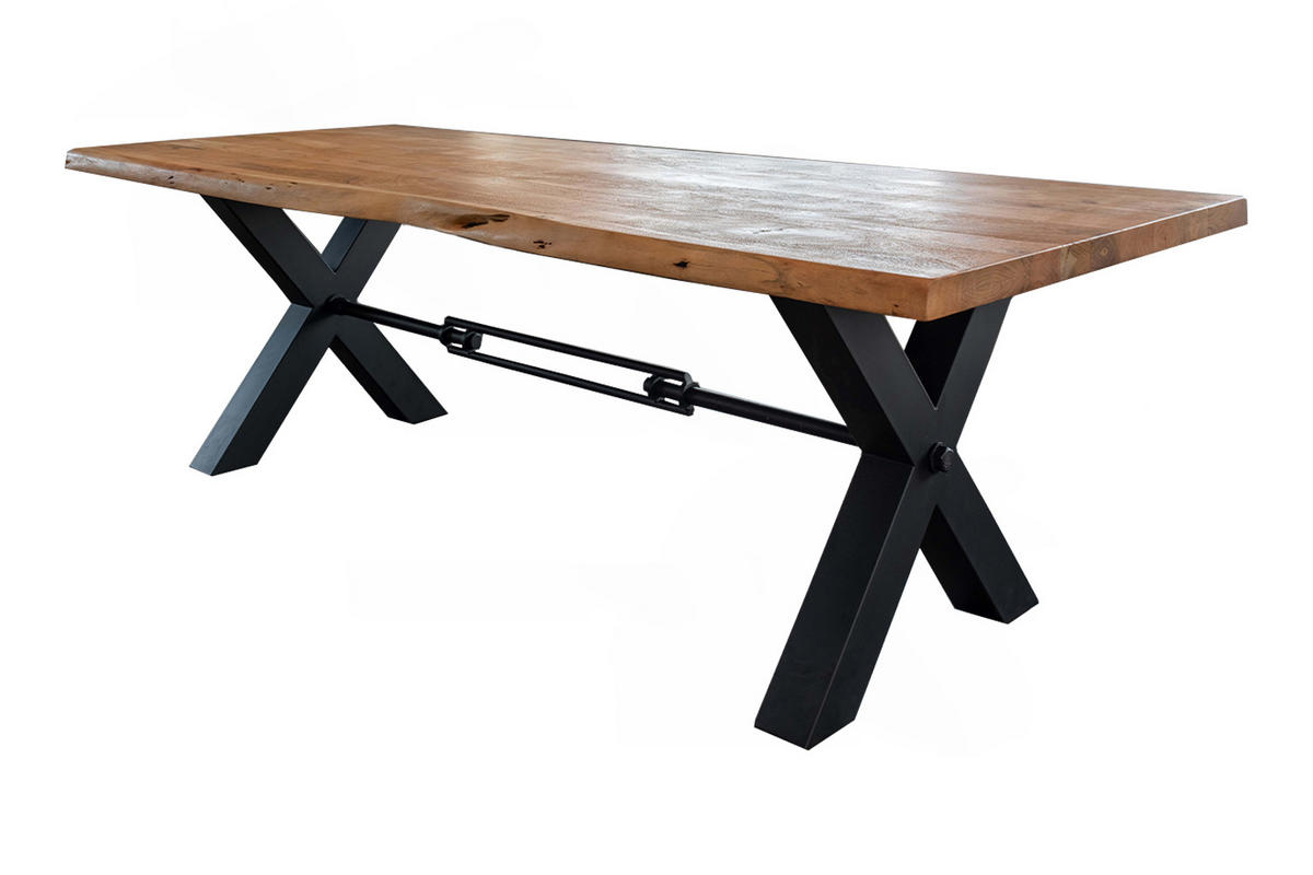 ESSTISCH MIT BAUMKANTE PALO Braun Akazie - Schwarz/Braun, Holz/Metall (200/100/78cm) - KAWOLA