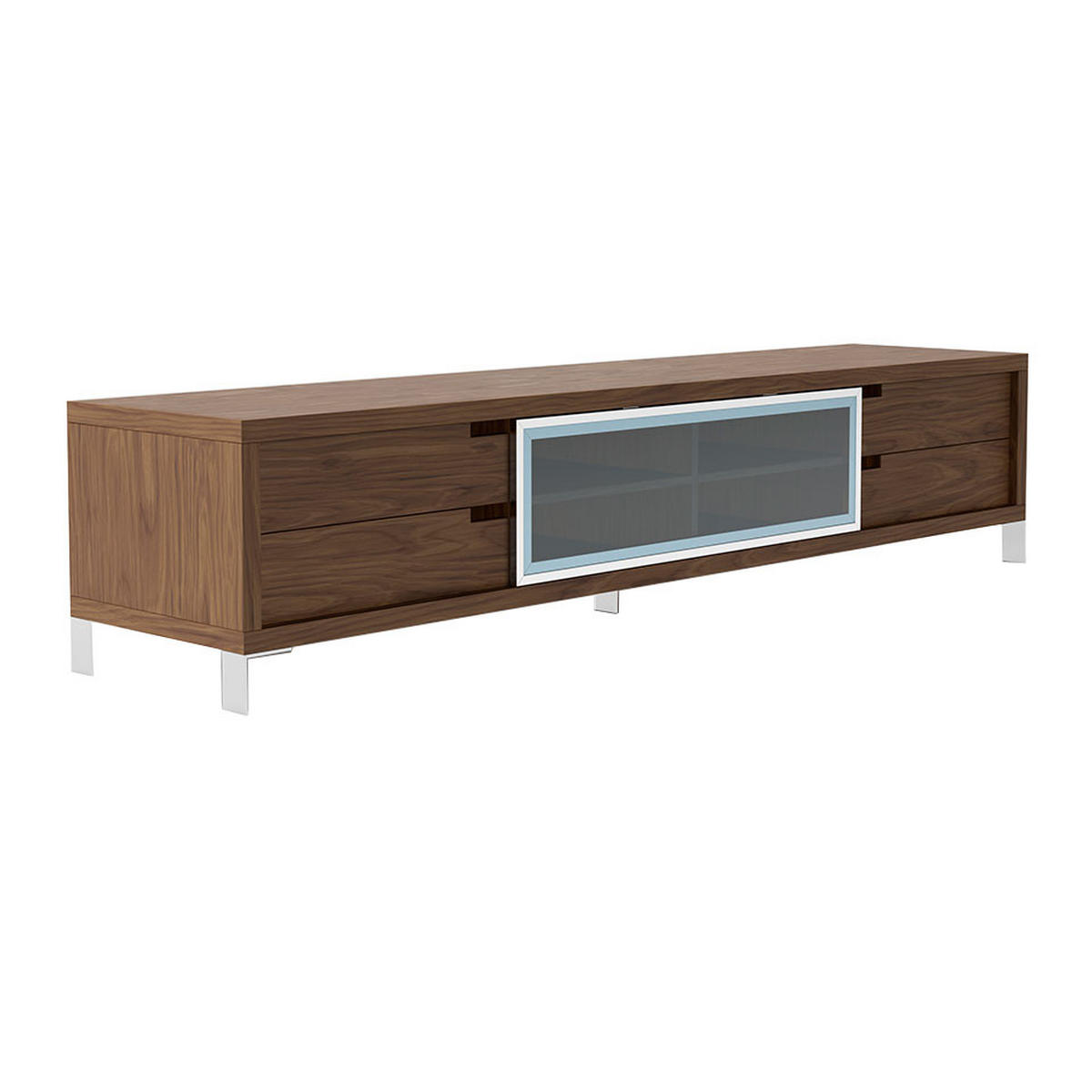TV-ELEMENT Walnuss Stahl 238/53/51 cm - Edelstahlfarben/Walnussfarben, Holz/Metall (238/51/53cm) - ANGEL CERDA