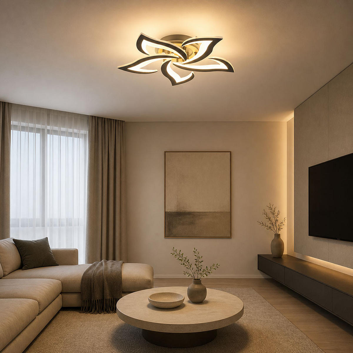 LED DECKENLEUCHTE Metall Glas Anthrazit, Opal, CCT - Anthrazit, Metall (55/55/8.8cm) - Globo Lighting