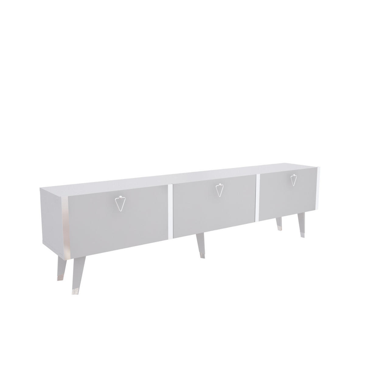 TV Stand Milagro Hochglanz Weiß Silber - Weiß, Holzwerkstoff (31.3/49.3/180cm) - Decorotika