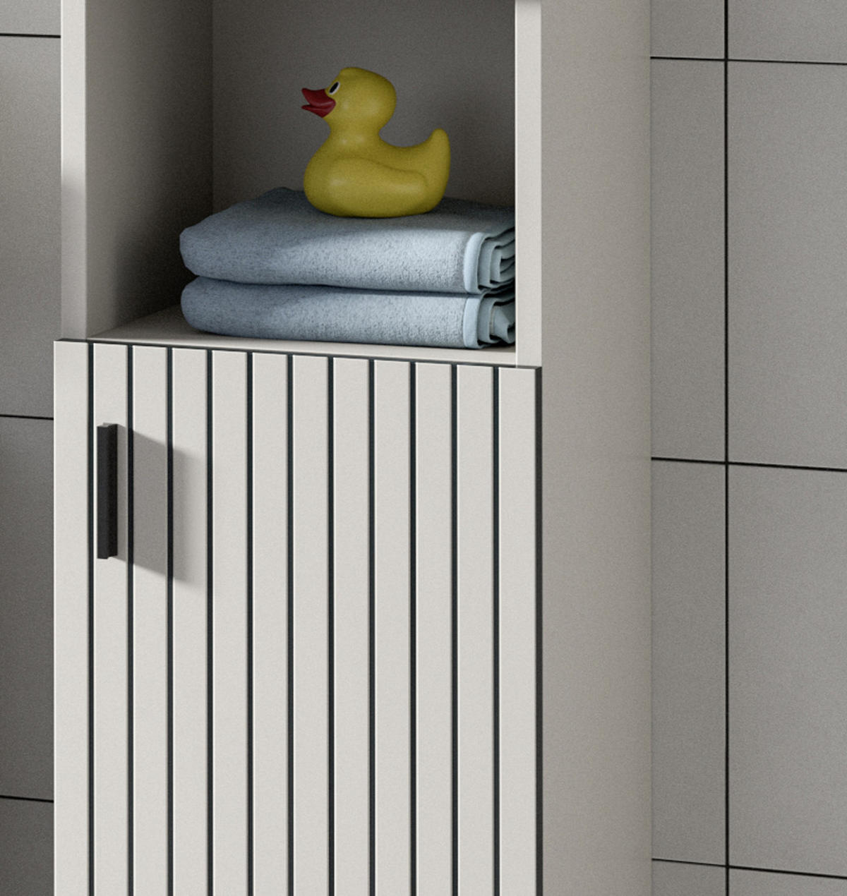 KOMMODE kaschmir 30 x 95 cm, Badschrank Türanschlag wechselbar - Kaschmir/Schwarz, Holzwerkstoff/Kunststoff (30/95/30cm) - Inn.Furn