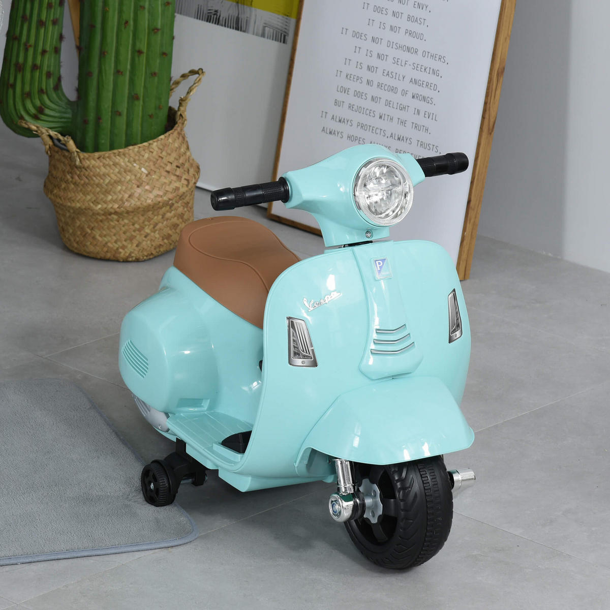 ELEKTRO-KINDERMOTORRAD Michelle Türkis 66.5/38/52 cm - Blau, Kunststoff (52/66.5/38cm) - Jamb