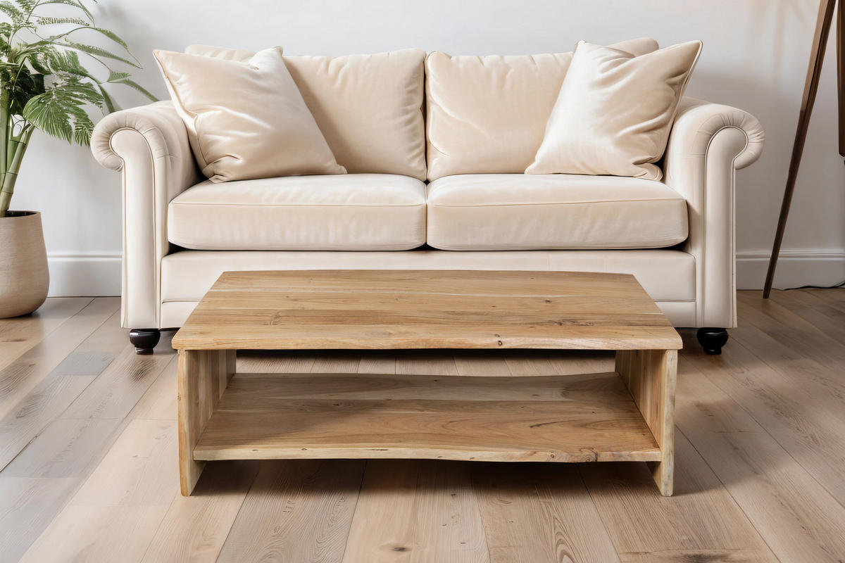 COUCHTISCH DAHLIA - Beige/Naturfarben, Akazienholz/Holz (60/120/40cm) - SAM