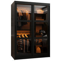SCHWEBETÜRENSCHRANK 200/120/62 2-türig - Schwarz, Holz/Kunststoff (120/200/62cm) - Abiks Möbel