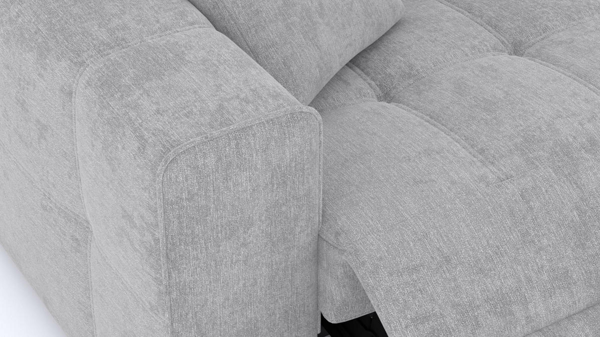 SOFA QUARTZ 3-Sitzer mit 2 Relaxfunktionen, hellgrau - Silberfarben/Hellgrau, Holzwerkstoff/Textil (204/80/102cm) - Courtois Laville