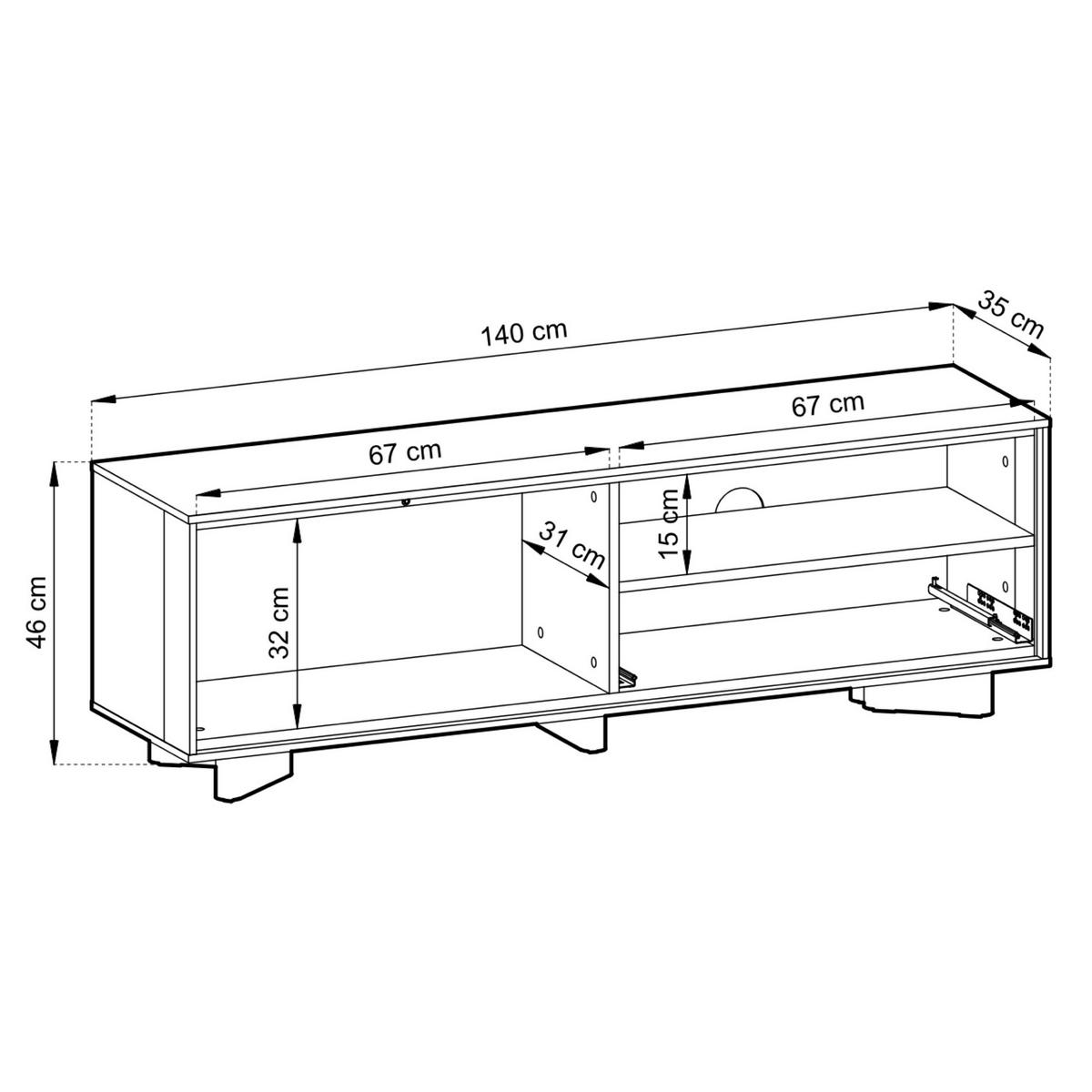 TV stolek Distria Kašmírově šedý 140/46/35 cm - béžová/šedohnědá, kompozitní dřevo (140/46/35cm) - Selsey