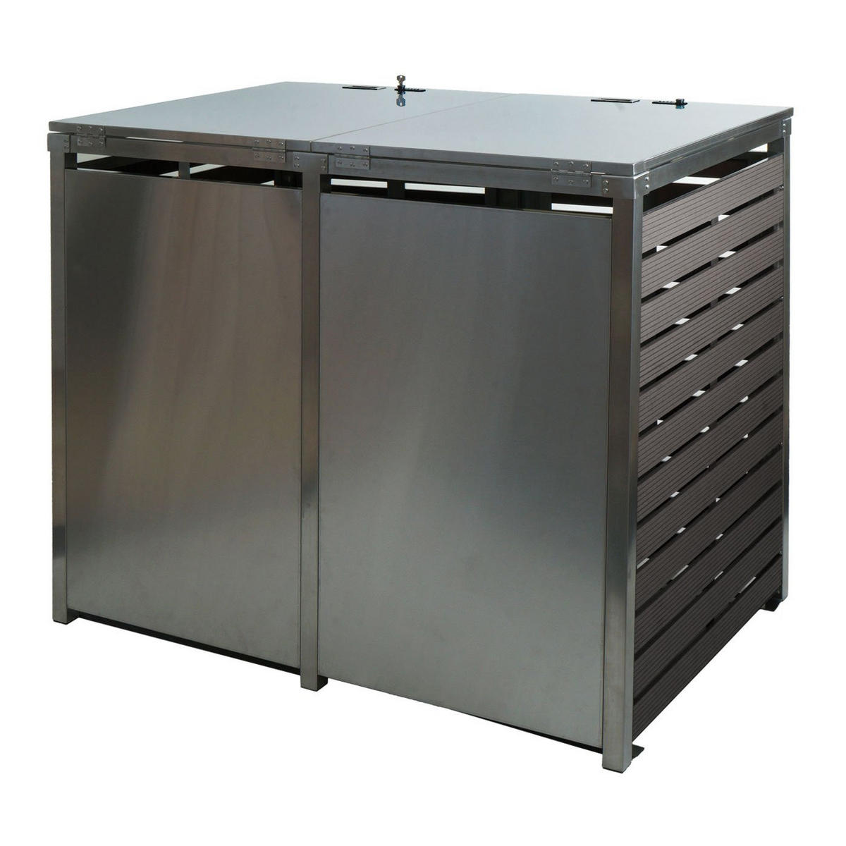 MÜLLTONNENBOX XL 2er/4er HxBxT 117x144x102cm Anthrazit WPC Edelstahl 88kg - Anthrazit, Metall (144/117/102cm) - PROREGAL
