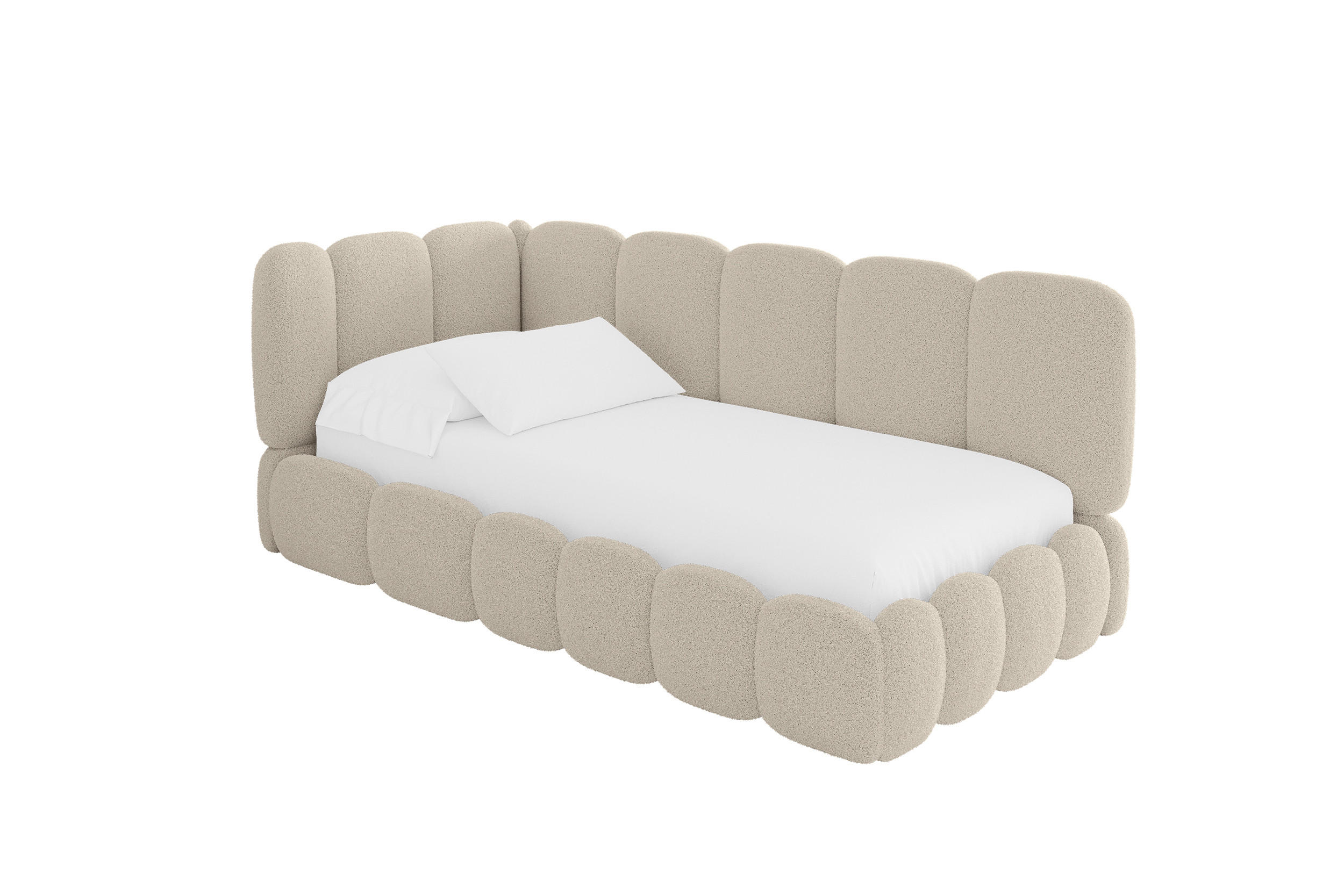 EINZELLBETT Jugendbett mit Bettkasten und Matratze H3/H4, Rechts - AVRY 90x200 Dunkelbeige - Taupe, Holzwerkstoff/Textil (90/200cm) - ALTDECOR