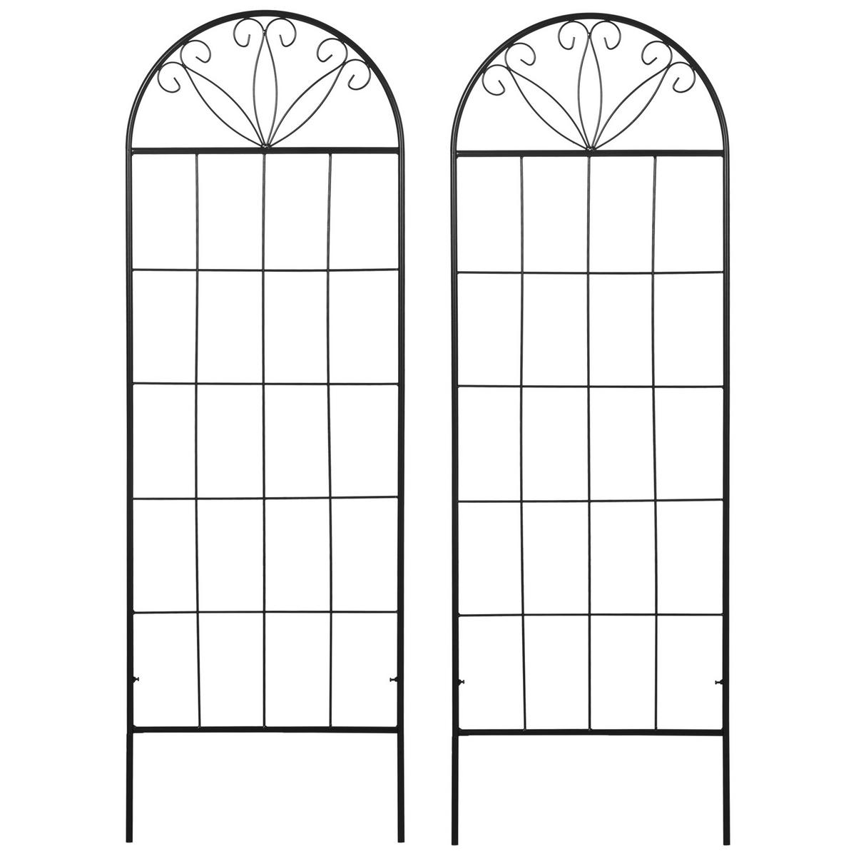SPALIER DE-18317 2er-Set für Kletterpflanzen, 152 cm hoch Schwarz - Schwarz, Metall (1.1/152/51cm) - ComfortXL