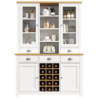 HOCHSCHRANK Glas SoftClose Weinregal Metallgriffe Weiß - Weiß, Glas (120/185/40cm) - FLIEKS
