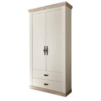 GARDEROBENSCHRANK Pinie weiß, Oslo Pinie Landhaus, Garderobe oder großer Schuhschrank, 107 x 201 cm - Anthrazit/Weiß, Holzwerkstoff/Metall (107/201/38cm) - Furn.Design