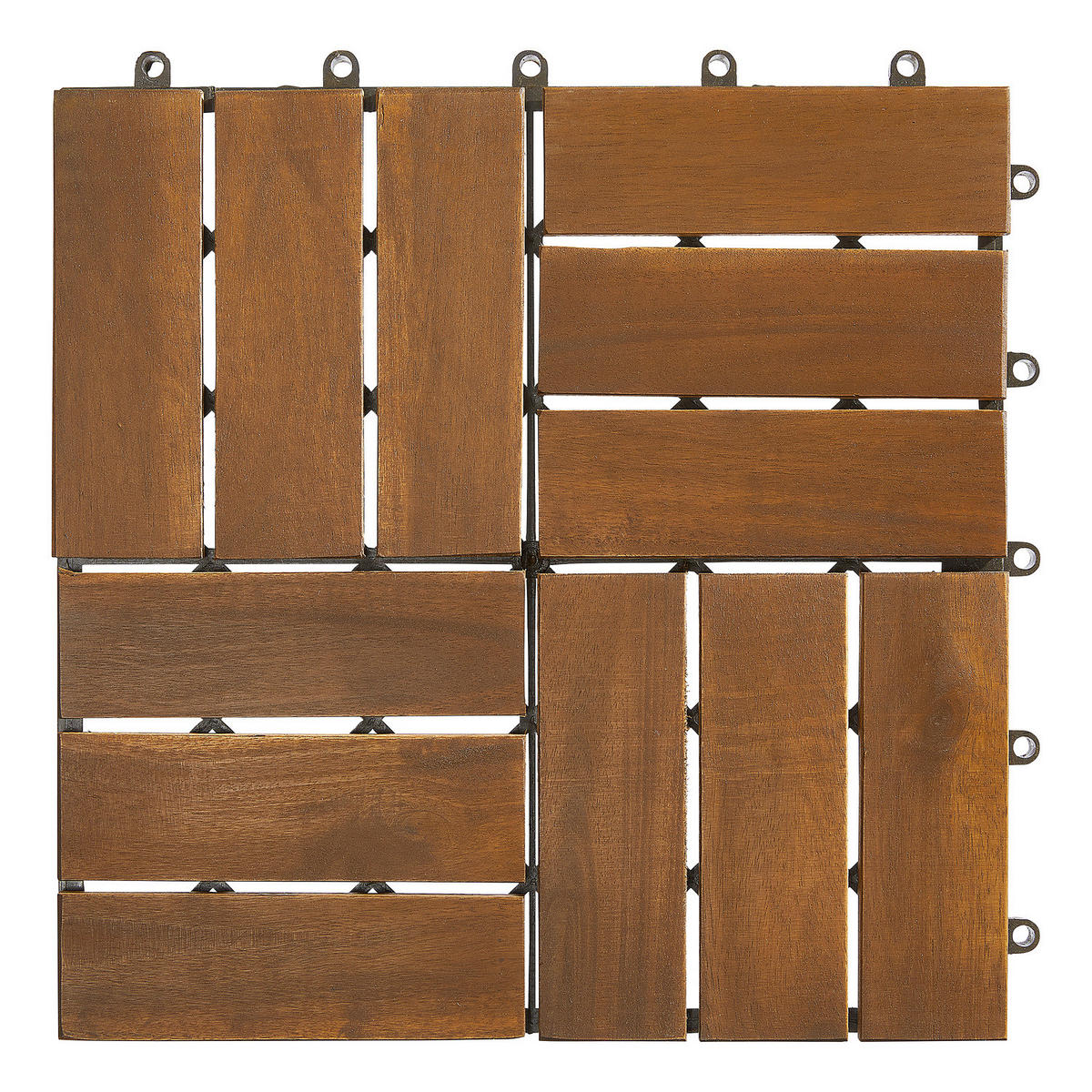 TERRASSENFLIESE - 33er-Set - Akazie massiv - Akaziefarben, Holz/Kunststoff (30/30/2.4cm) - home24