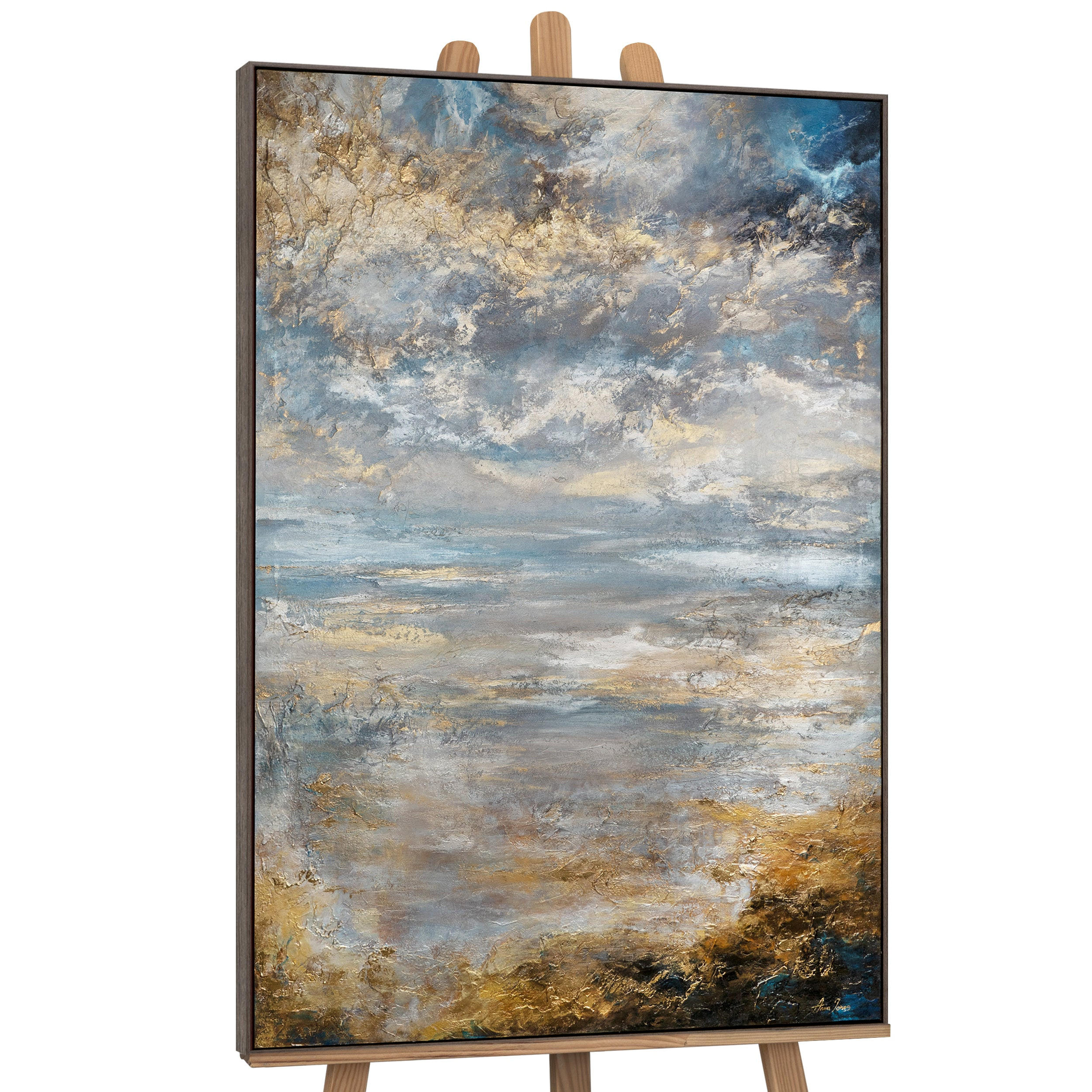 GEMÄLDE Stille Morgendämmerung Schattenfugenrahmen Grau 140x100 cm - Grau, Holz (140/100cm) - YS-art gallery
