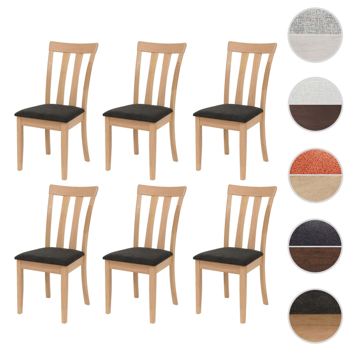 ESSZIMMERSTUHL Schwarz, Braun 6er-Set - Schwarz/Braun, Holz (42/96/58cm) - MCW